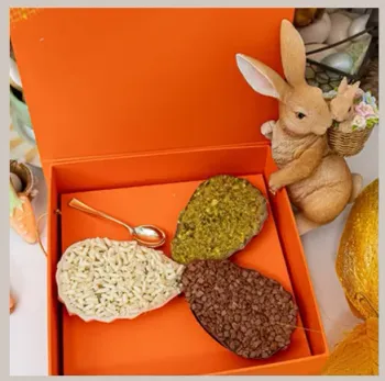 Cx. Quadrada P/ 3 Ovos de 100 a 150 grs - Livro Cartonagem