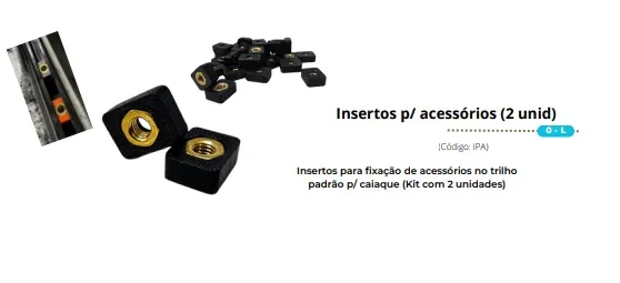 Insertos para instalação de acessórios em Caiaques