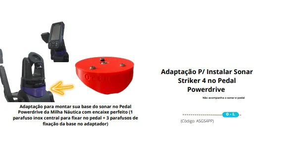 Adaptador para Sonar GARMIN em Pedal Milha Náutica Imagem
