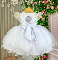Vestido Festa Branco Mod.1 Menina Bonita P M G Bebê - Foto 3