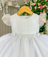 Vestido Festa Branco Mod.1 Menina Bonita P M G Bebê - Foto 4