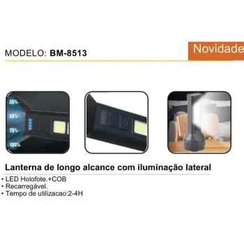LANTERNA DE LED CREE RECARREGÁVEL BM-8513 - Foto 2