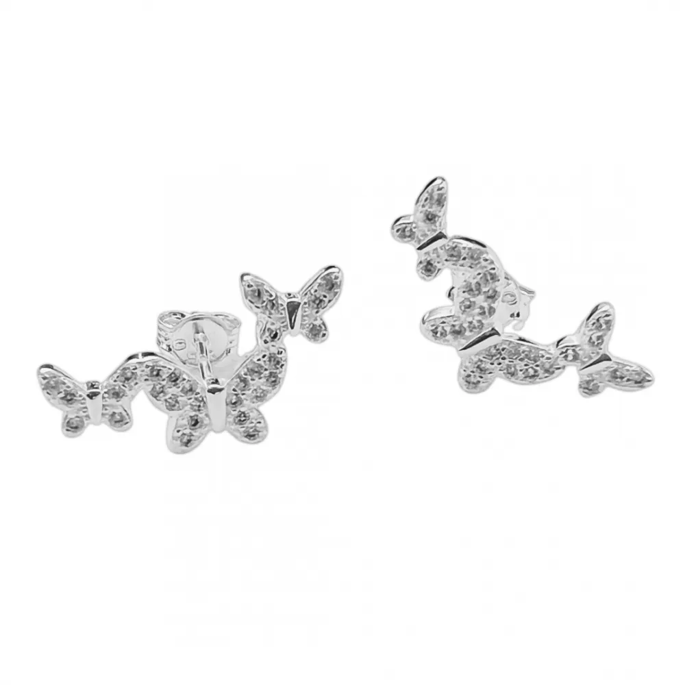 Par de brinco de prata 925 - Borboletas -BB1016 Imagem
