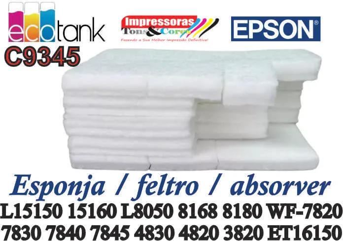 Almofada esponja absorver p/ Epson L8180 L15150 L1516 L15160 Wf-7820 C9345
