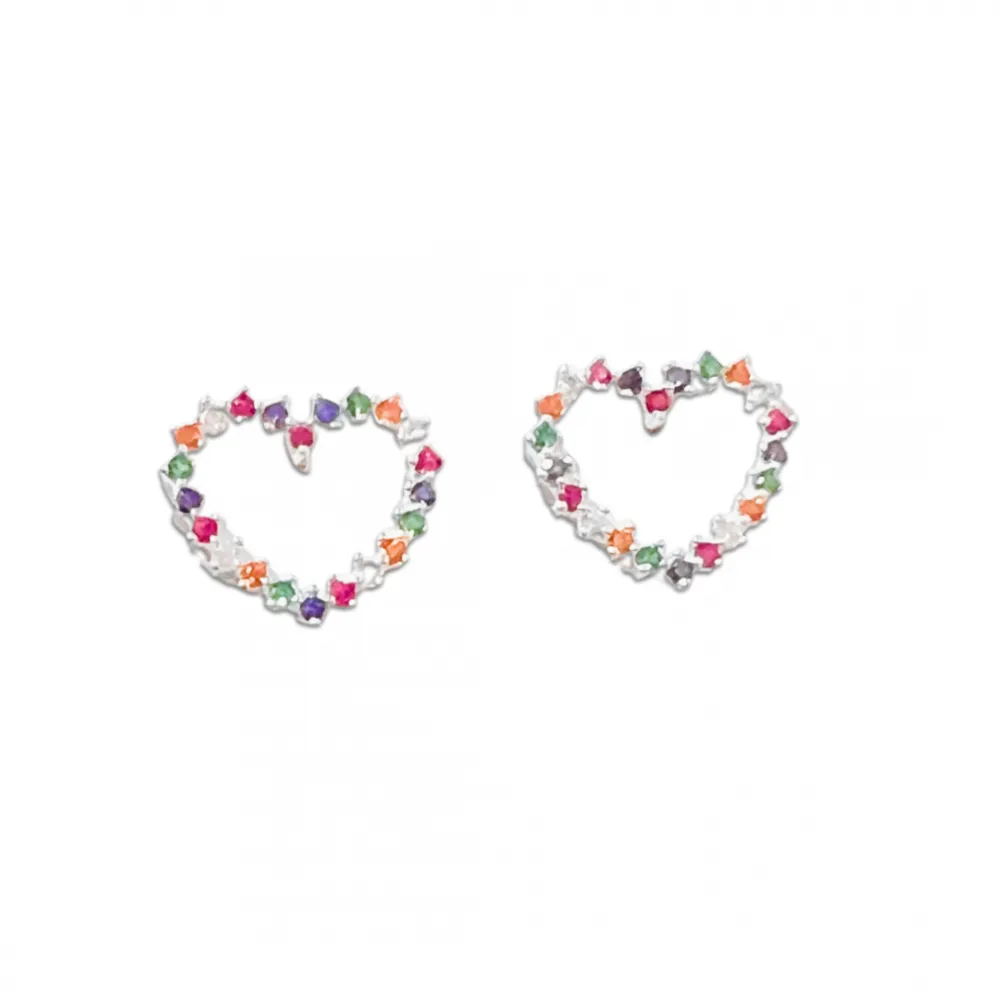 Par de brinco de prata 925 - Corações  -BB1018