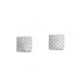 Par de brinco de prata 925 - Quadrado com pedras -BB31826