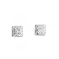 Par de brinco de prata 925 - Quadrado com pedras -BB31826