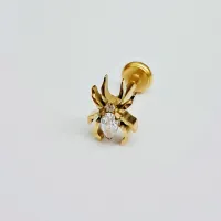 Labret em Titânio PVD DOURADO 1.2mm - ARANHA - TIT12 - Foto 4