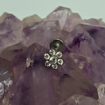 Labret em Titânio FLOR com Pedras Zircônia -  TIT25 - Foto 2