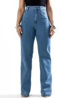 Calça Jeans Wide Leg Consciência Feminina Azul Claro - Foto 3