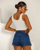 Saia Shorts Jeans Consciência Feminina Azul Escuro - Foto 2