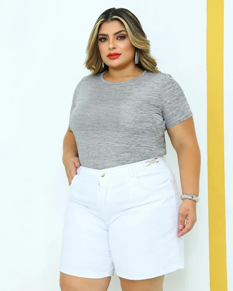 Shorts Jeans Meia Coxa Consciência Feminino Branco