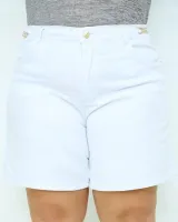 Shorts Jeans Meia Coxa Consciência Feminino Branco - Foto 3