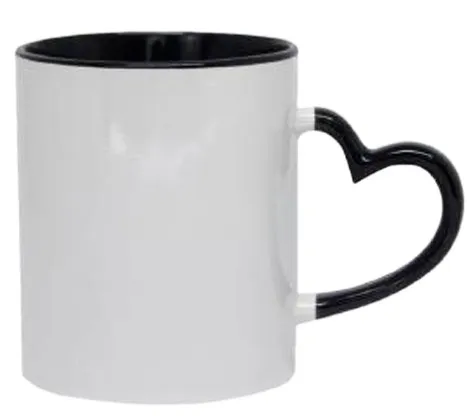 CANECA BRANCA COM ALÇA CORAÇÃO E INTERIOR PRETO (Sem caixinha) Imagem