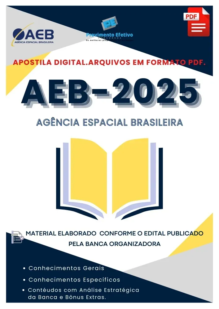 Apostila Agência Espacial Brasileira AEB 2025 Tecnologista Júnior Desenvolvimento Tecnológico