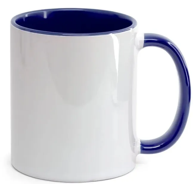 CANECA BRANCA ALÇA E INTERIOR AZUL MARINHO (Sublimação)