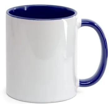 CANECA BRANCA ALÇA E INTERIOR AZUL MARINHO (Sublimação)