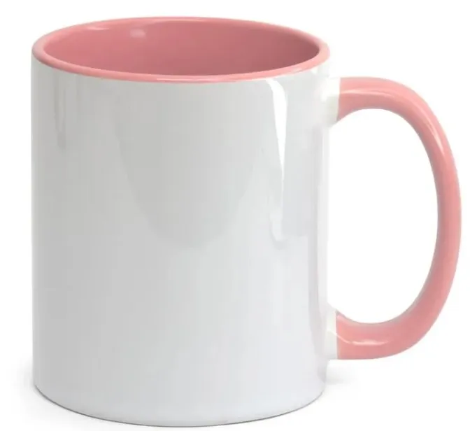 CANECA BRANCA ALÇA E INTERIOR ROSA (Sublimação)