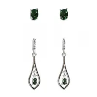 Dupla de brincos de prata alta com pedras - BB281196 - Foto 2