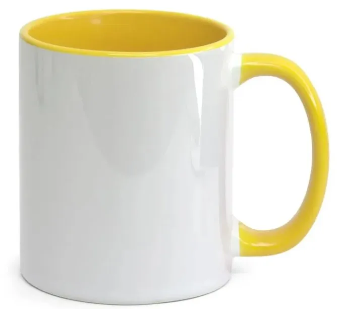 CANECA BRANCA ALÇA E INTERIOR AMARELA (Sem caixinha) Imagem