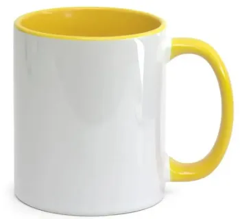CANECA BRANCA ALÇA E INTERIOR AMARELA (Sublimação)