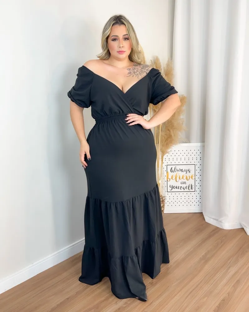 Vestido Longo Julia Plus Preto Imagem