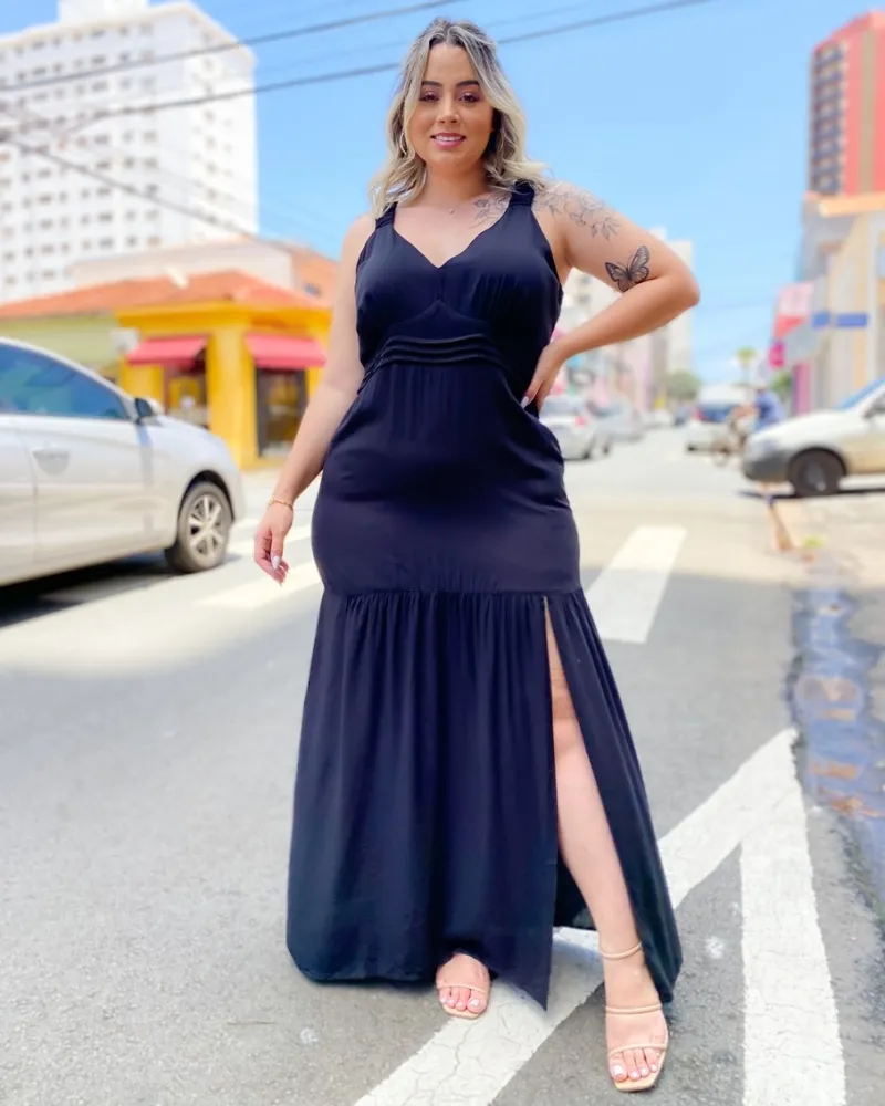 Vestido Longo Pra D'ela Preto Imagem