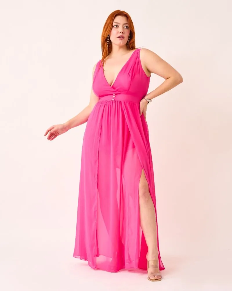 Vestido Longo Quebela Rosa Pink