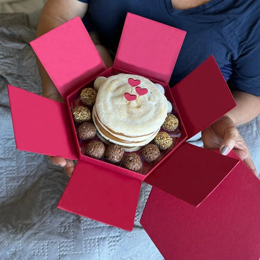 Cx Sextavada Explosão 20,0 x 12,0 tampa e fundo cartonagem