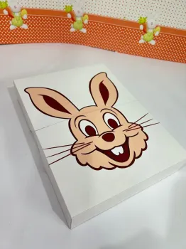 Caixa Fondue + 4 Potinhos  – Tampa Personalizada com coelho e Fundo Simples (branca ) - Foto 2