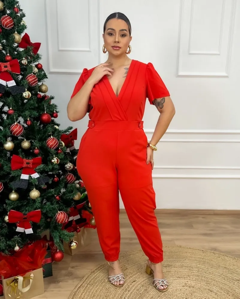 Macacão Jogger Quebela Vermelho