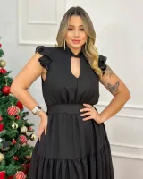 Vestido Midi Brule Quebela Preto - Foto 3