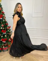 Vestido Midi Brule Quebela Preto - Foto 2