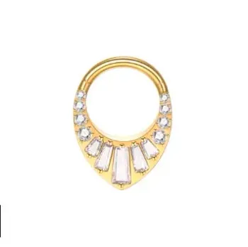 Argola em Titânio PVD DOURADO GOTA com Pedras TIT21
