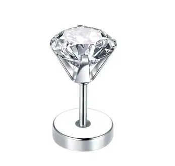 BRINCO  Aço Cirúrgico com Pedra Cristal ACO12