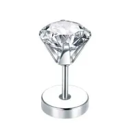 BRINCO  Aço Cirúrgico com Pedra Cristal ACO12