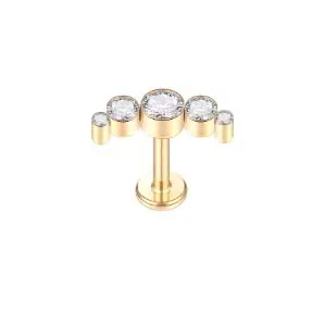 Cluster em TITÂNIO PVD DOURADO com 5 pedras Zircônia 1.2mm TIT21 Imagem
