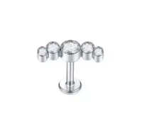 Cluster  em TITÂNIO  com 5 pedras Zircônia 1.2mm TIT17