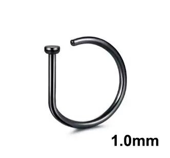 Argola Nariz em Titânio 1.0mm D RING PVD Black TIT20