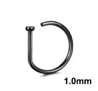Argola Nariz em Titânio 1.0mm D RING PVD Black TIT20