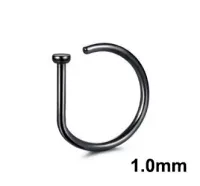 Argola Nariz em Titânio 1.0mm D RING PVD Black TIT20