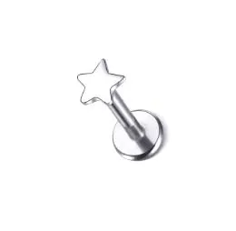 Labret em Titânio 1.2mm MINI ESTRELA Rosca Interna  TIT16