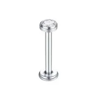 Labret em Titânio FLAT com Pedra Zircônia 1.2mm - ROSCA INTERNA TIT19