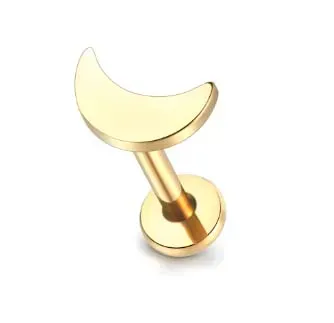 Labret em Titânio PVD DOURADO 1.2mm  LUA Rosca Interna  TIT22