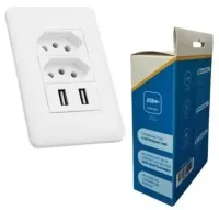 Tomada Usb Parede Duo Bivolt Dupla Conjunto Carregador Alimentação - Foto 2