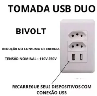 Tomada Usb Parede Duo Bivolt Dupla Conjunto Carregador Alimentação - Foto 4