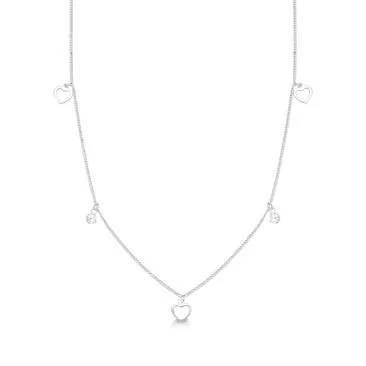 GARGANTILHA PRATA ALTA  CORAÇÕES C/ PONTOS DE LUZ - 231818