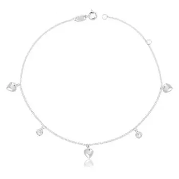 Pulseira de prata corações ponto de luz  - 241811