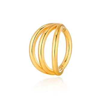 Argola CONCH em TITÂNIO PVD GOLD TRIPLE RING Clicker 11mm TIT24