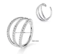 Argola em TITÂNIO TRIPLE RING Clicker com Pedras Cravejadas 8mm TIT08